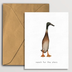 Carte de voeux Long Boi Reach for the Stars, carte de félicitations de canard célèbre mignon