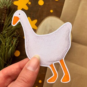 Adesivo brilhante de ganso para estacionário, decalque de ganso ilustrado em aquarela de animal fofo, adesivo de laptop de animal de fazenda, adesivo de jogo de ganso sem título