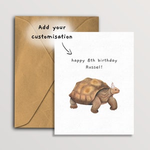Biglietto di compleanno tartaruga, biglietto personalizzato per gli amanti della tartaruga, biglietto di compleanno personalizzato