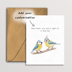 Vous avez l'air d'une carte d'anniversaire drôle d'oiseau de mésange, carte d'anniversaire personnalisée de mésange bleue d'observateurs d'oiseaux, carte personnalisée