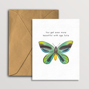 Cartão de aniversário de borboleta mais bonito com idade, cartão de aniversário de mãe bonito, cartão de cumprimentos de vovó para ela