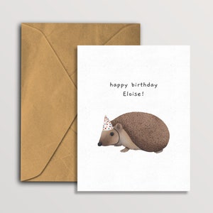 Cartão de aniversário do amante do ouriço fofo, cartão de felicitações da vida selvagem britânica, cartão de animal ouriço