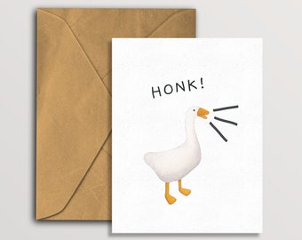 Honk Greetings Card, Untitled Goose Game Lover&#39;s Card, Funny Goose Birthday Card
