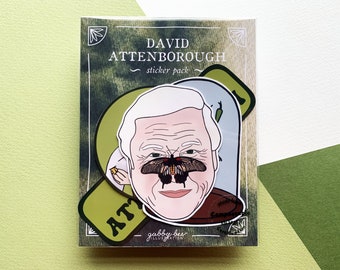 David Attenborough Sticker Pack with 4 Nature Themed Gloss Stickers, Wildlife Conservation and Nature Documentary Lovers Gift