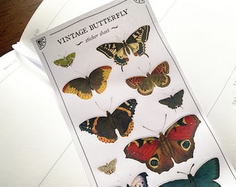 Planificateur de papillons en feuille d'autocollants, Sticker insecte bujo sur le thème de la nature, Stickers histoire naturelle de printemps, jolie feuille d'autocollants petit papillon, cadeau