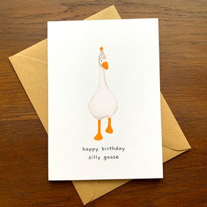 Silly Goose Birthday Card, Untitled Goose Game Greetings Card, Blank Inside Cute Animal Card, Goose With Party Hat Novelty Animal Card image 5