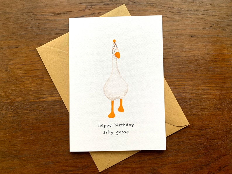 Silly Goose Birthday Card: Party Hat Animal Greetings Card image 5