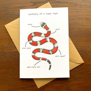 Funny Snake Anatomy of a Nope Rope Greetings Card, Funny Animal Anatomy Cards Blank Inside, Red Milk Snake Joke Card for Snake Owners image 5