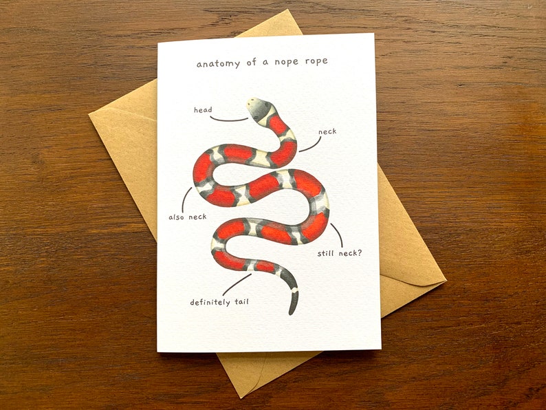 Funny Snake Anatomy of a Nope Rope Greetings Card, Funny Animal Anatomy Cards Blank Inside, Red Milk Snake Joke Card for Snake Owners image 5