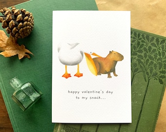 Happy Valentine's Day to my Snack Capybara Card, Funny Meme Capybara Greetings Card, Capybara Valentine's Card for Girlfriend or Boyfriend