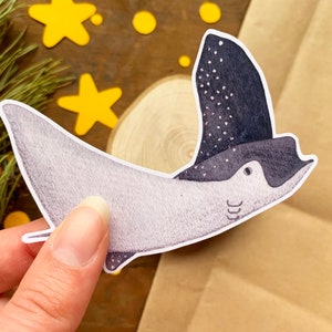 Ray vinyl sticker, briefpapier gevlekte adelaarsrog, cadeau oceaan schepsel liefhebbers, zee dieren planner sticker, Ray Lovers Scuba Diver's Present