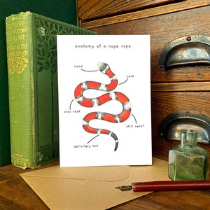 Funny Snake Anatomy of a Nope Rope Greetings Card, Funny Animal Anatomy Cards Blank Inside, Red Milk Snake Joke Card for Snake Owners image 2