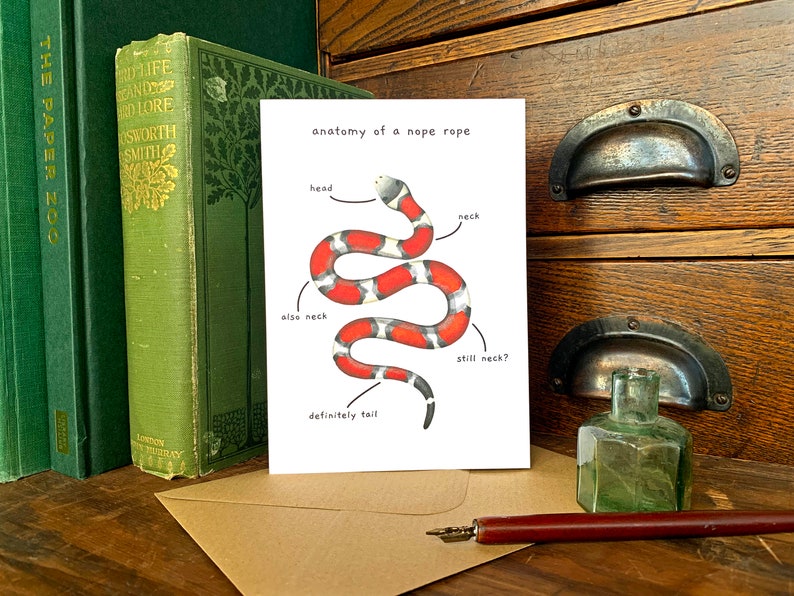 Funny Snake Anatomy of a Nope Rope Greetings Card, Funny Animal Anatomy Cards Blank Inside, Red Milk Snake Joke Card for Snake Owners image 2