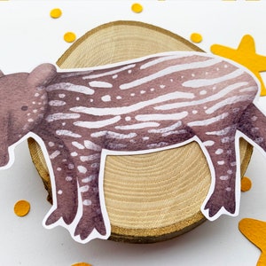 Baby Tapir Gloss Sticker, Cute Animal Stationary, Watercolour Illustrated Baby Tapir Decal, Zoo Animal Laptop Sticker, Watercolour Sticker image 5