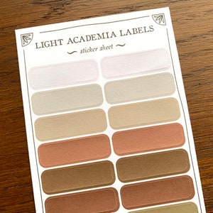 Light Academia Plain Sticky Labels, Vintage Book Aesthetic Light Academia Basic Organisation Labels, Bookish Stationery Stocking Filler image 5