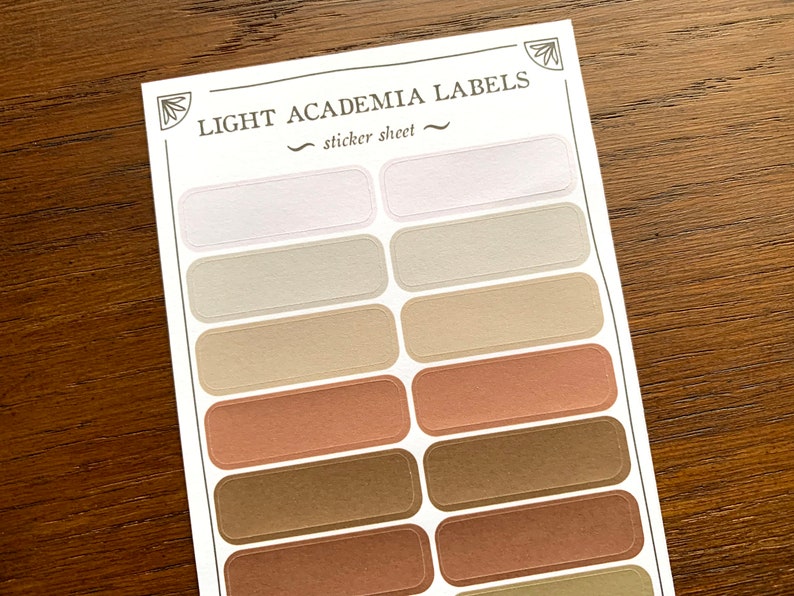 Light Academia Plain Sticky Labels, Vintage Book Aesthetic Light Academia Basic Organisation Labels, Bookish Stationery Stocking Filler image 5