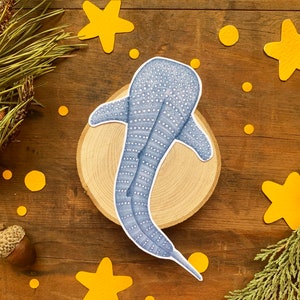 Sticker vinyle requin baleine, sticker aquarelle pour ordinateur portable amoureux de l'océan, sticker animal mignon, sticker brillant requin baleine, amateurs de requins baleines
