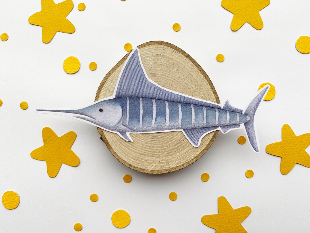 Large Swordfish Vinyl Sticker, Ocean Lovers Stationery, Swordfish Animal Crossing Fish Gloss