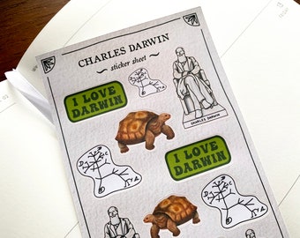 Charles Darwin Planner Stickers, Natural Science Theme Sticker Set for Journals, Evolution and Origin of Species Biology Diary Stickers