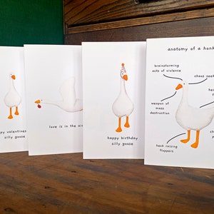 Silly Goose Birthday Card, Untitled Goose Game Greetings Card, Blank Inside Cute Animal Card, Goose With Party Hat Novelty Animal Card image 8