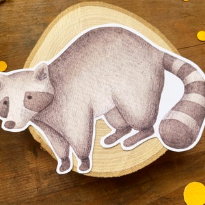 Adesivo aquarela de guaxinim para laptop, decalque de animal bonito da floresta, presente fofo para amantes de animais de guaxinim, adesivo de vinil de zoologia, presente para amantes de guaxinim