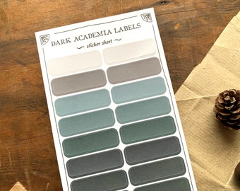 Dark Academia Book Labelling Sticky Tabs, Peelable Sticky-Backed Basic Labels, Bookish Journaling and Scrapbooking Plain Colour Labels