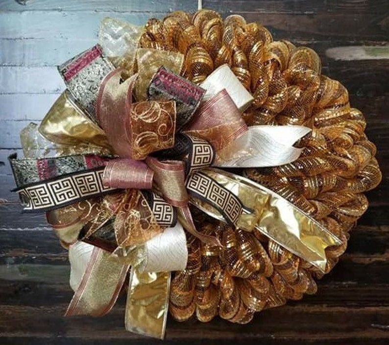 Elegant Gold Wreath Wedding Gold Wreath Anniversary Wreath Etsy