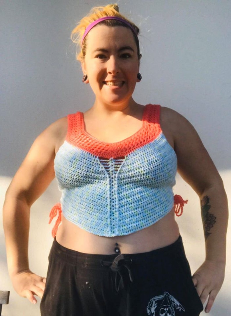 YARA crop top crochet pattern H\u00e4kelanleitung pdf deutsch english