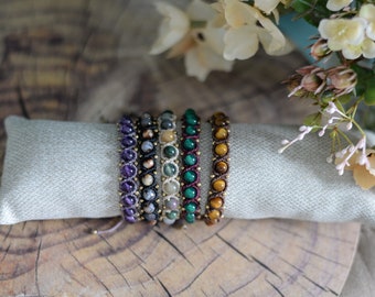 Makramee Armband mit Schmucksteinen viele Farben