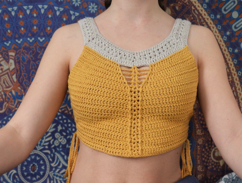 YARA crop top crochet pattern H\u00e4kelanleitung pdf deutsch english