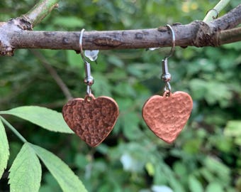 Hand hammered copper earrings