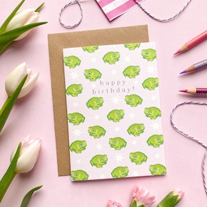 Birthday Toads | Blank A6 Greeting Card | watercolour illustrated frog art card