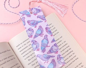 Pigeon Bookmark | cute bird nature patterned bookmark with tassel