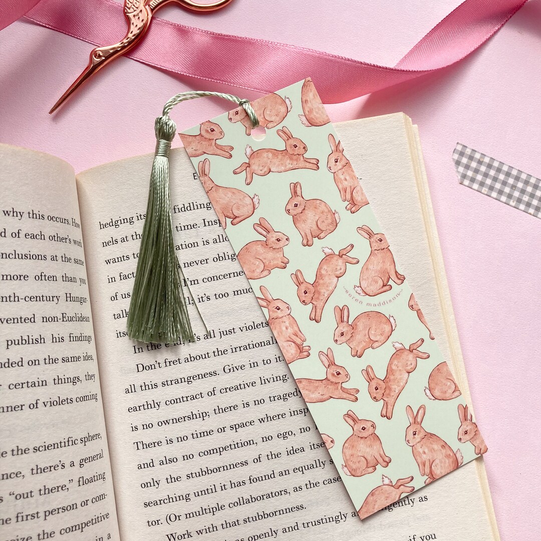 Bunny Rabbit Bookmark | Cute Nature Patterned Bookmark With Tassel - Etsy