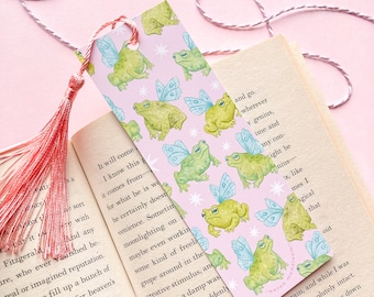 Fairy Toad Bookmark | cute frog nature patterned bookmark with tassel