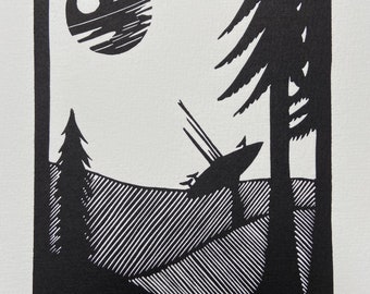 Star Wars - Endor - Limited Linoleum Edition Linocut Block Handprinted on Hahnemühle Paper