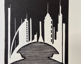 Star Wars - Coruscant - Limited Linoleum Edition Linocut Block Handprinted on Hahnemühle Paper