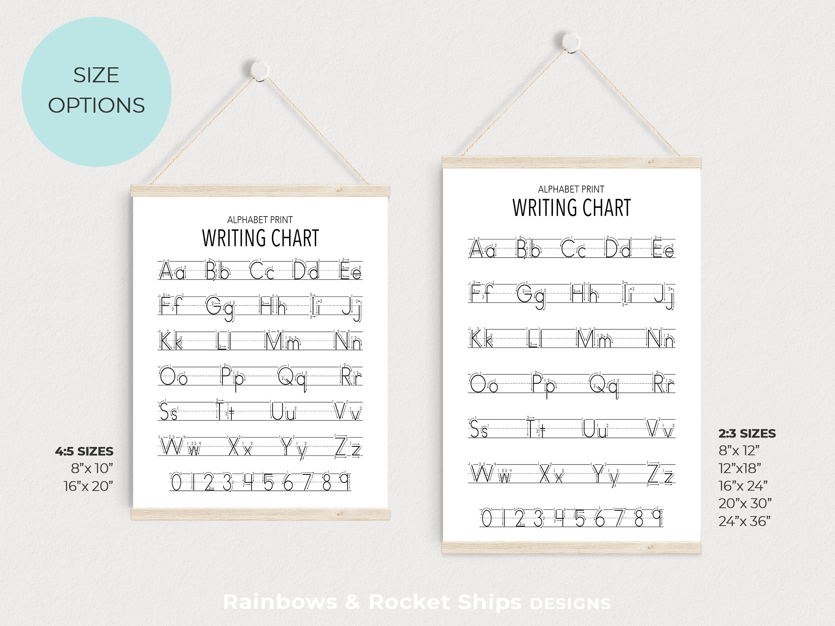 Alphabet Print Letters Writing Chart, Printable Art, DIGITAL DOWNLOAD ...