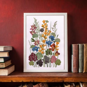 Pressed flower wall art, Dried flower art, Handmade home decor, Flower gifts for her