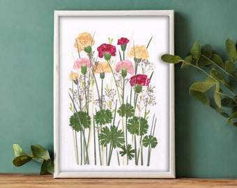 Pressed flower wall art, Dried flower art, Handmade home decor, Flower gifts for her