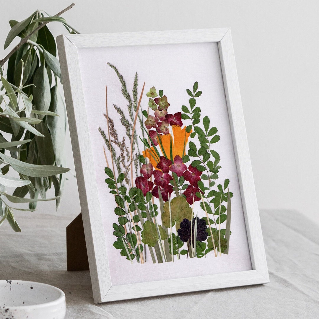Pressed Flowers Wall Art Made of Real Dried Plants Floral Etsy
