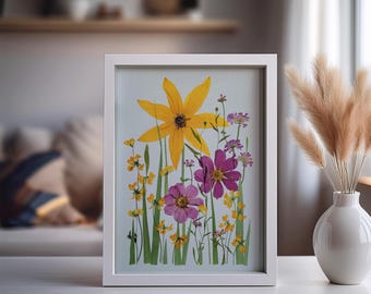 Cottagecore Pressed Plant Frame – Dried Flower Wall Art for Flower Lovers