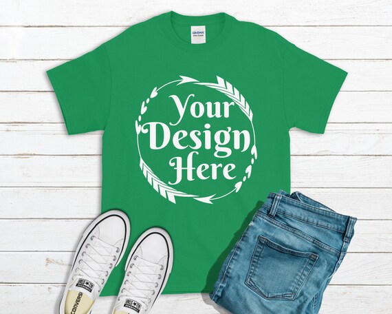 Download Free Irish Green T-Shirt Gildan Mockup 2000 Canvas Unisex ...