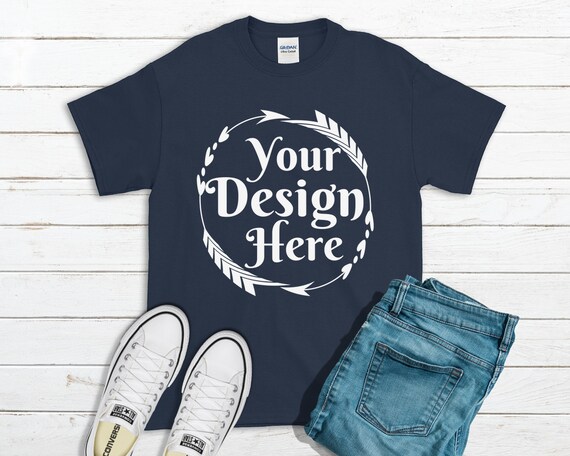 Navy T-Shirt Gildan Mockup 2000 Canvas Unisex Shirt