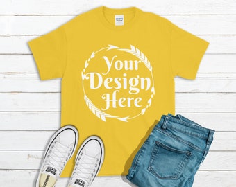 Download Daisy T Shirt Gildan Mockup 2000 Canvas Unisex Shirt Yellow T Shirt Flat Shirt Mockup Shirt Flat ...