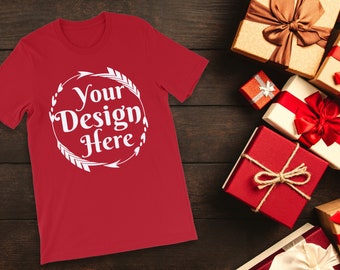 Download Bella Canvas 3001 Red Unisex T-shirt Mockup | Shirt Mockup ...