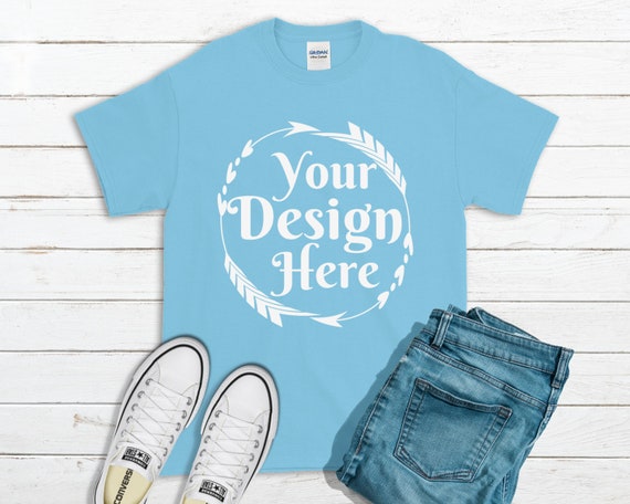 Sky T-Shirt Gildan Mockup 2000 Canvas Unisex Shirt