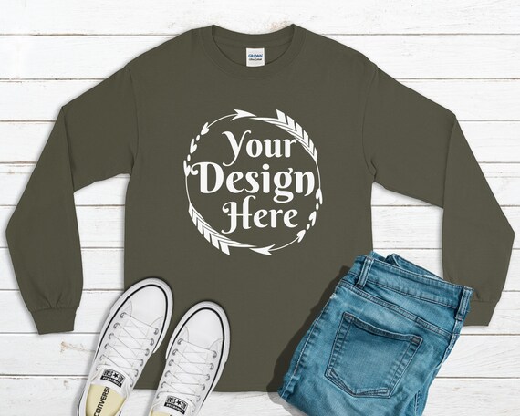 Download Free Free Long Sleeve T Shirt Mockup Unisex Shirt Green Gildan 2400 Psd Download Plastic Packaging Mockup For Bottle PSD Mockup Template