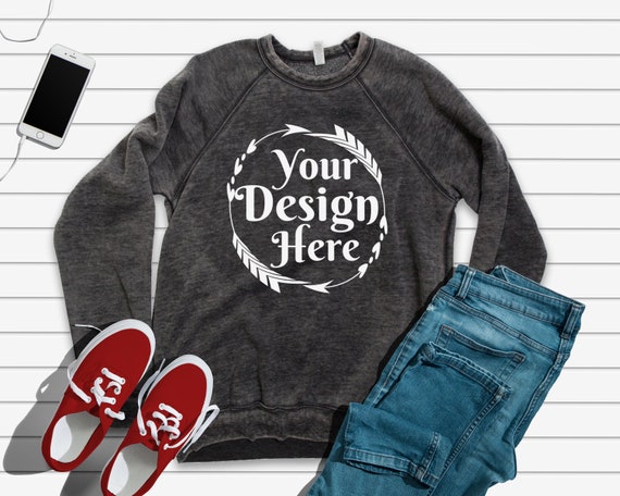Bella Canvas 3901 SweaT-Shirt Mockup Grey Acid Fleece Template Bella Canvas 3901 SweaT-Shirt Mockup Grey Acid Fleece Template