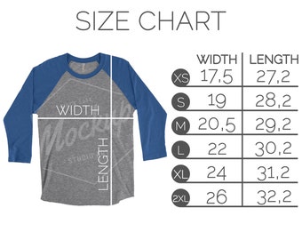 Next Level Unisex Triblend 3 4 Sleeve Raglan Size Chart